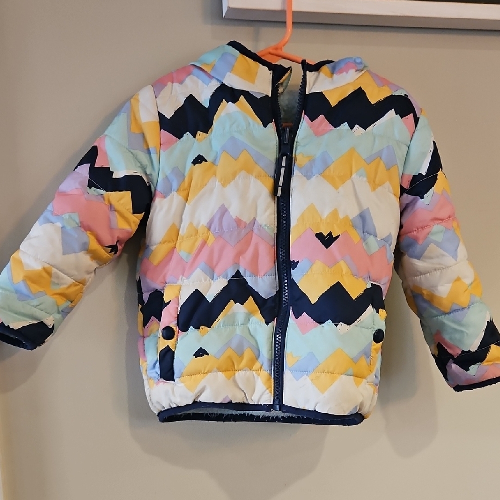 Cat & Jack Multicolor Chevron Puffer Jacket